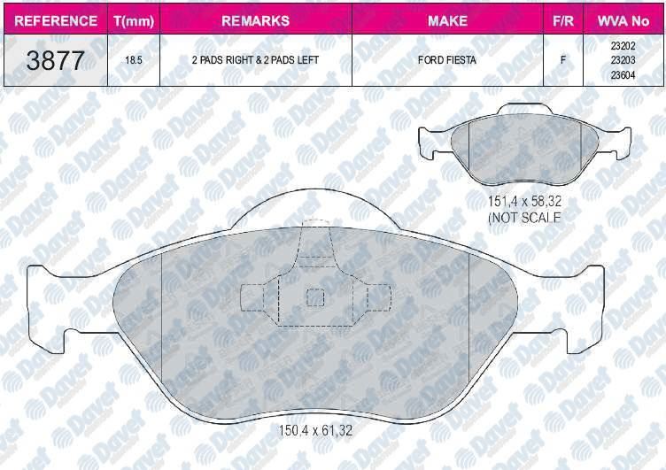 FERBE 41300 Fren Balatasi On Wva 23203  Fiesta V Fusion Ka 1.3 1.4 1.4tdci 2001->